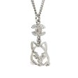 Chanel Silver CC Crystal Choupette Cat Emoji Pendant Necklace Hot on Sale