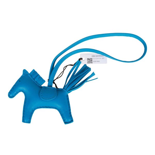 Hermes Bleu Zanzibar Grigri Horse Rodeo Bag Charm PM Online now