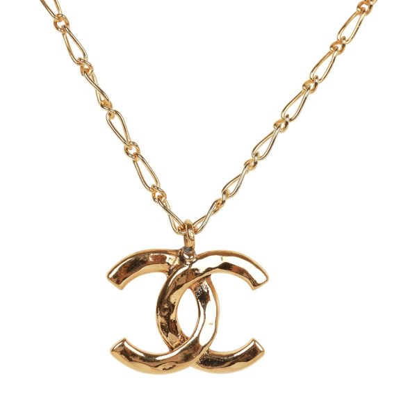 Vintage Chanel Gold CC Logo Pendant Necklace Online now