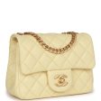 Chanel Camellia Crush Mini Square Flap Yellow Lambskin Antique Gold Hardware Cheap