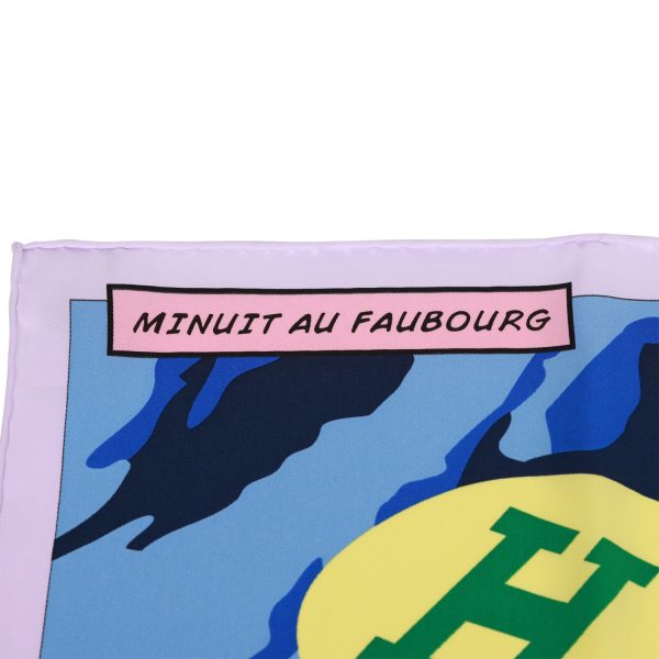 Hermes  Minuit au Faubourg  Parme Silk Twill Scarf 70cm Supply