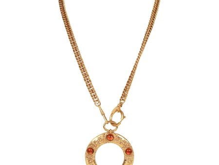 Vintage Chanel 24K Gold Plated Amber Gripoix Loupe Pendant Necklace Online Hot Sale