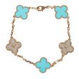 Van Cleef & Arpels Vintage Alhambra Diamond and Turquoise Bracelet Cheap