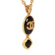 Vintage Chanel 24K Gold Plated Embossed CC Logo Pendant Necklace For Sale