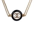 Chanel Round CC Enamel Pendant Choker Necklace Black White Gold Hardware Supply