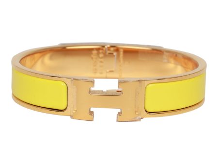 Hermes Jaune Tennis Clic Clac H Narrow Enamel Bracelet PM GHW Fashion