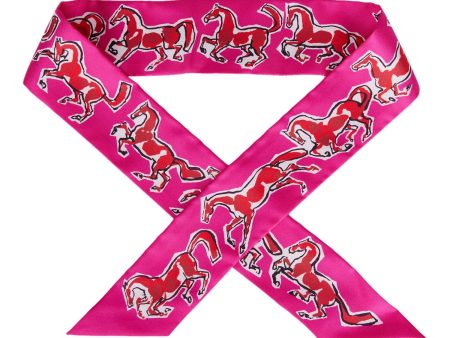 Hermes  Chevaux en Liberté  Rose Indien Silk Twilly Pair Fashion