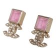 Chanel CC Pink Square Crystal Stud Earrings Discount