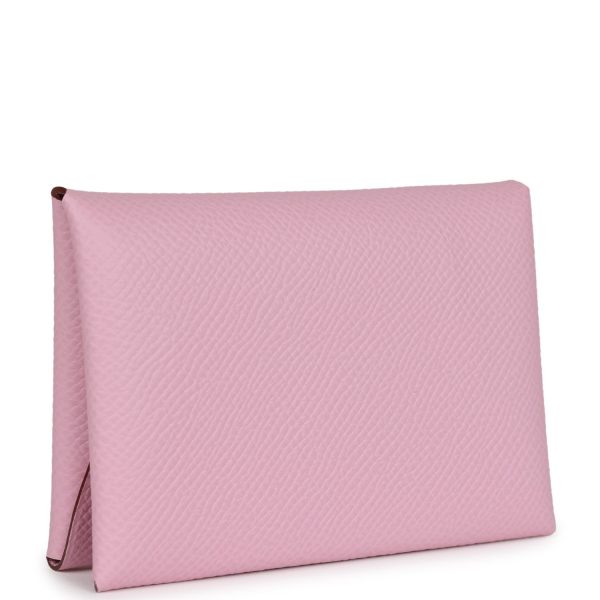 Hermes Calvi Duo Card Holder Mauve Sylvestre Epsom Palladium Hardware Online Hot Sale