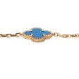 Van Cleef & Arpels Vintage Alhambra 18k Blue Agate 5 Motifs Bracelet on Sale