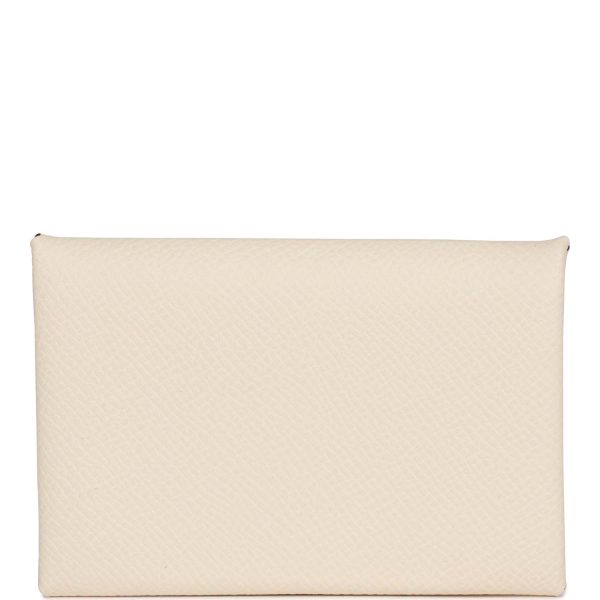 Hermes Calvi Card Holder Nata Verso Epsom Palladium Hardware on Sale