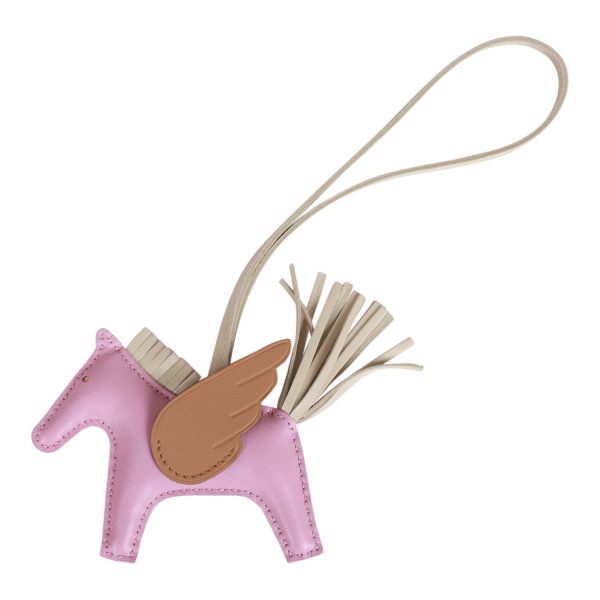 Hermes Mauve Sylvestre Craie Chai Pegasus Horse Rodeo Bag Charm PM Online Sale