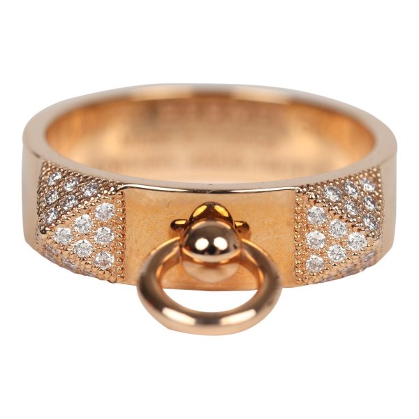 Hermes Collier De Chien Ring PM 18K Rose Gold & Diamonds For Discount