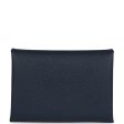 Hermes Calvi Duo Card Holder Bleu Indigo Epsom Palladium Hardware on Sale