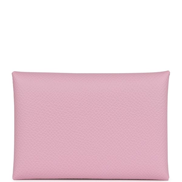 Hermes Calvi Duo Card Holder Mauve Sylvestre Epsom Palladium Hardware Online Hot Sale