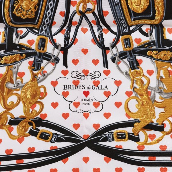 Hermes  Brides de Gala Love  Black Silk Pocket Square Scarf 45cm Online