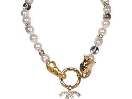 Chanel Pearl Choker with Clear Gripoix, Strass, and Gold Online Hot Sale