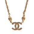 Vintage Chanel Gold Interlocking CC Hanging Pendant Necklace For Sale