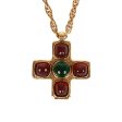 Vintage Chanel Gold Gripoix Byzantine Cross Pendant Necklace Online Hot Sale