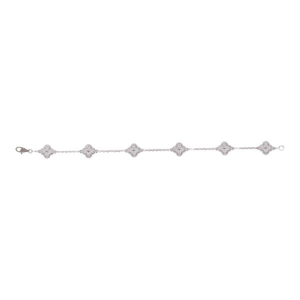 Van Cleef & Arpels Sweet Alhambra 18k White Gold 6 Motif Diamond Bracelet Online