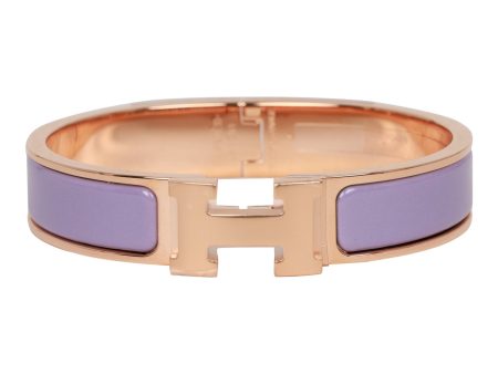 Hermes Lilac Clic Clac H Narrow Enamel Bracelet PM RGHW Online Hot Sale