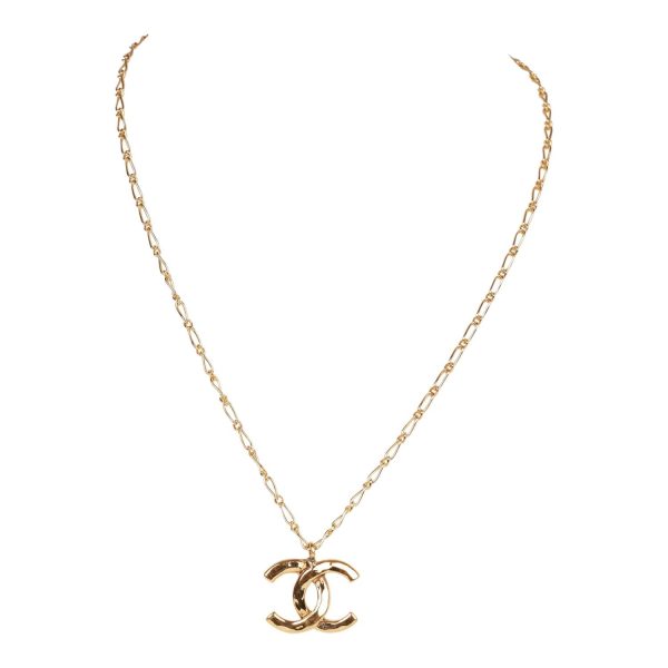 Vintage Chanel Gold CC Logo Pendant Necklace Online now