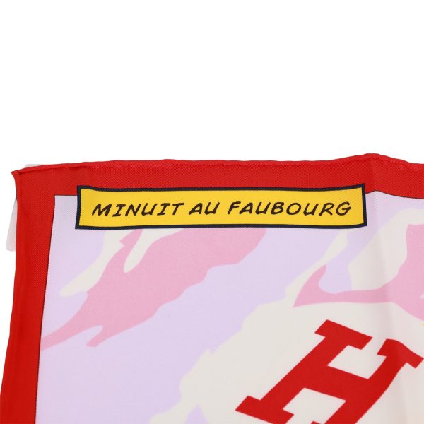 Hermes  Minuit au Faubourg  Rouge Silk Twill Scarf 70cm Supply