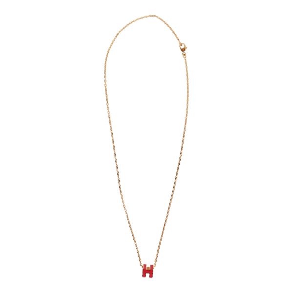 Hermes Rose Extreme Mini Pop H Pendant Necklace For Sale