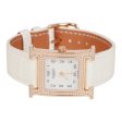 Hermes Mini H Hour Diamond Watch White Matte Alligator Band Sale