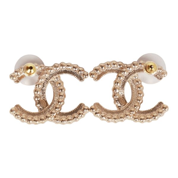 Chanel Black and Gold Crystal CC Earrings Sale