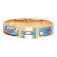 Hermes  Les Nuages Flamboyante  Clic Clac H Narrow Enamel Bracelet GHW Fashion