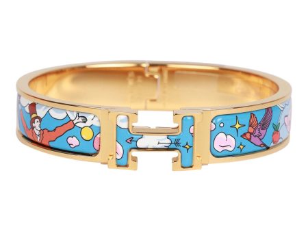 Hermes  Les Nuages Flamboyante  Clic Clac H Narrow Enamel Bracelet GHW Fashion