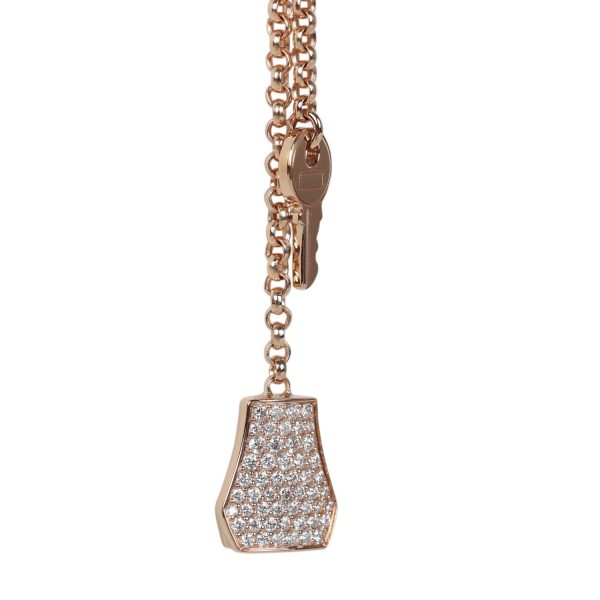 Hermes Kelly Clochette Necklace PM Diamonds 18K Rose Gold Hardware Discount