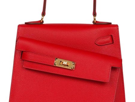 Hermes Kelly Sellier en Desordre 20 Rouge De Coeur Epsom Gold Hardware Hot on Sale