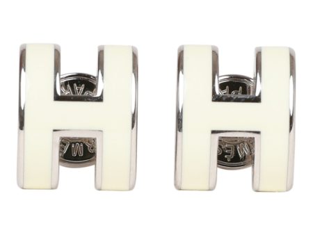 Hermes Nata Enamel Mini Pop H Earrings PHW For Cheap