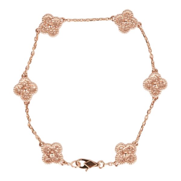 Van Cleef & Arpels Sweet Alhambra 18k Rose Gold 6 Motif Bracelet For Discount