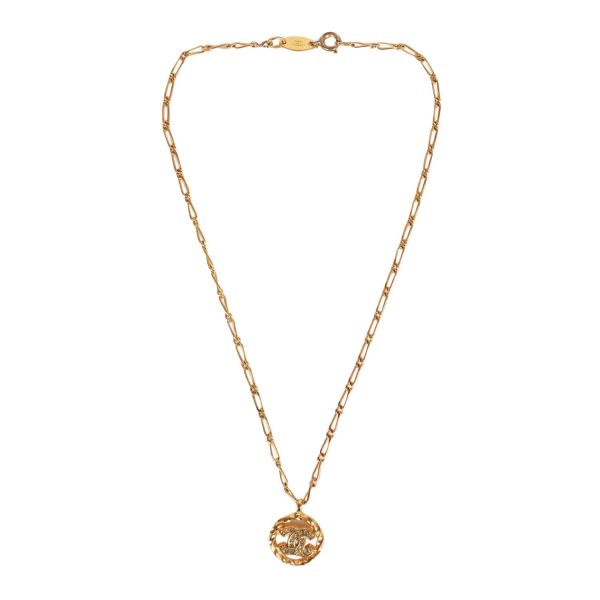 Vintage Chanel 24K Gold Plated Crystal CC Charm Pendant Necklace Supply