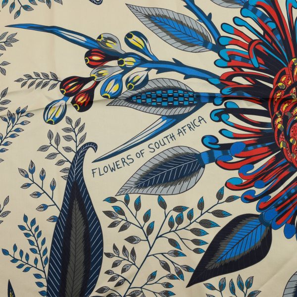 Hermes  Flowers of South Africa  Blue Giant Silk Shawl Scarf 140cm Online Sale