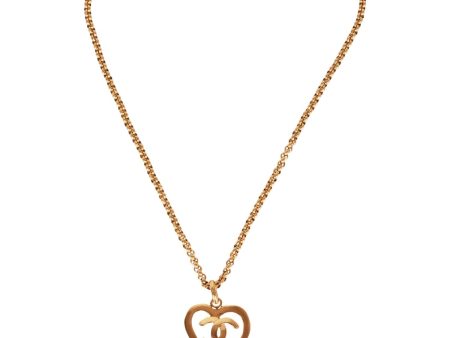 Vintage Chanel Gold CC Heart Pendant Necklace Online now