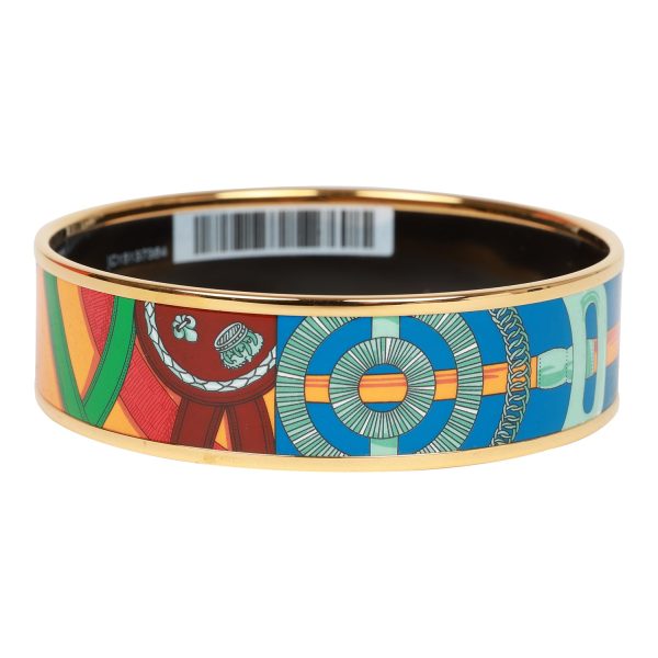 Hermes Multicolor Wide Printed Enamel Bracelet PM (65) Sale