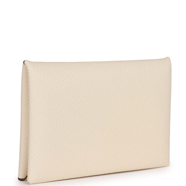 Hermes Calvi Card Holder Nata Epsom Palladium Hardware Supply