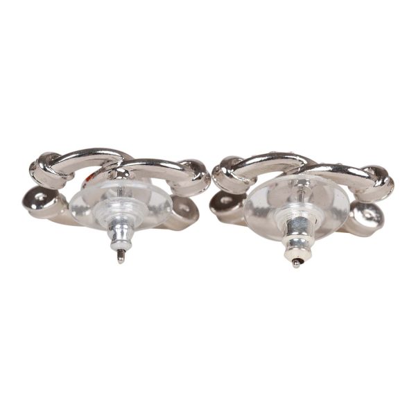 Chanel Silver Crystal Argent CC Earrings on Sale