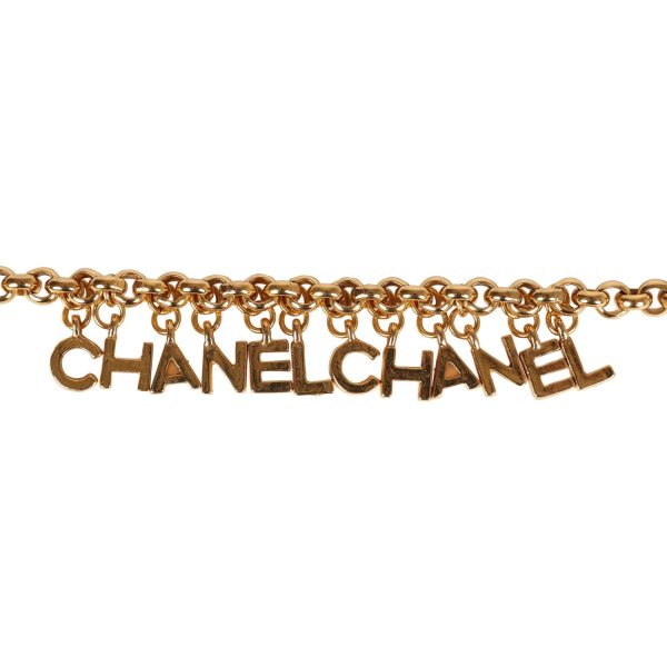 Vintage Chanel 24K Gold Plated  Chanel  Logo Charms Turnlock Bracelet Fashion