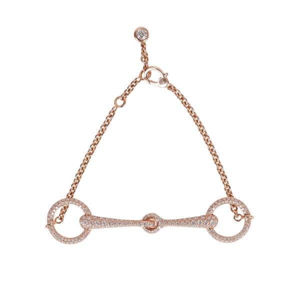 Hermes 18k Rose Gold Diamond Filet d Or Very Small Bracelet For Sale