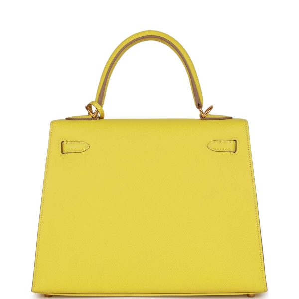 Pre-owned Hermes Kelly 25 Lime Epsom Gold Hardware on Sale