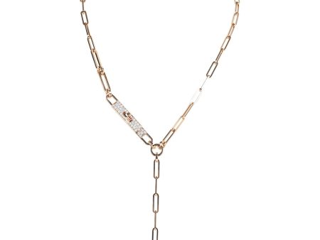 Hermes Kelly Chaine Lariat Necklace PM Diamonds 18K Rose Gold Hardware For Cheap