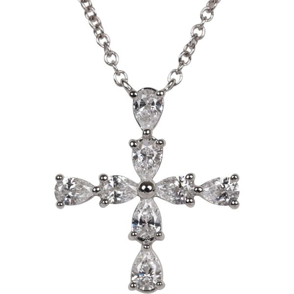 Harry Winston Symbols Cross Pendant Pear Shaped Diamonds Platinum Discount