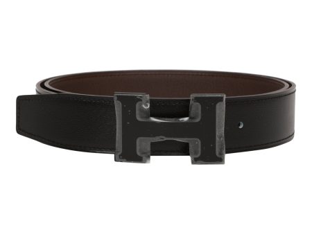 Hermes 32mm Reversible Black Chocolate Constance H Belt 90cm Black Buckle For Cheap