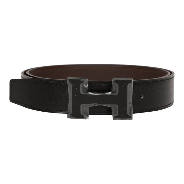 Hermes 32mm Reversible Black Chocolate Constance H Belt 90cm Black Buckle For Cheap