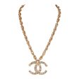 Vintage Chanel Gold CC Faux Crystal Pendant Necklace Discount